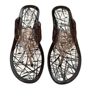 NWT BCBG Size 10 Black Jelly Sandals Slides Flip Flops